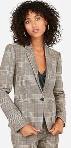 Express plaid one button notch collar blazer